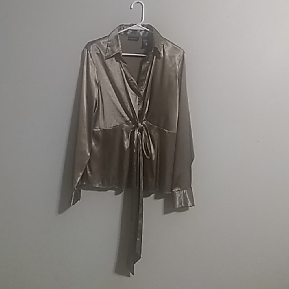 "New York & Co" size 10 Satin bronze blouse
